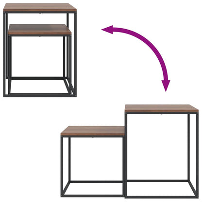 Coffee Table Set 2 pcs Engineered Wood and Metal