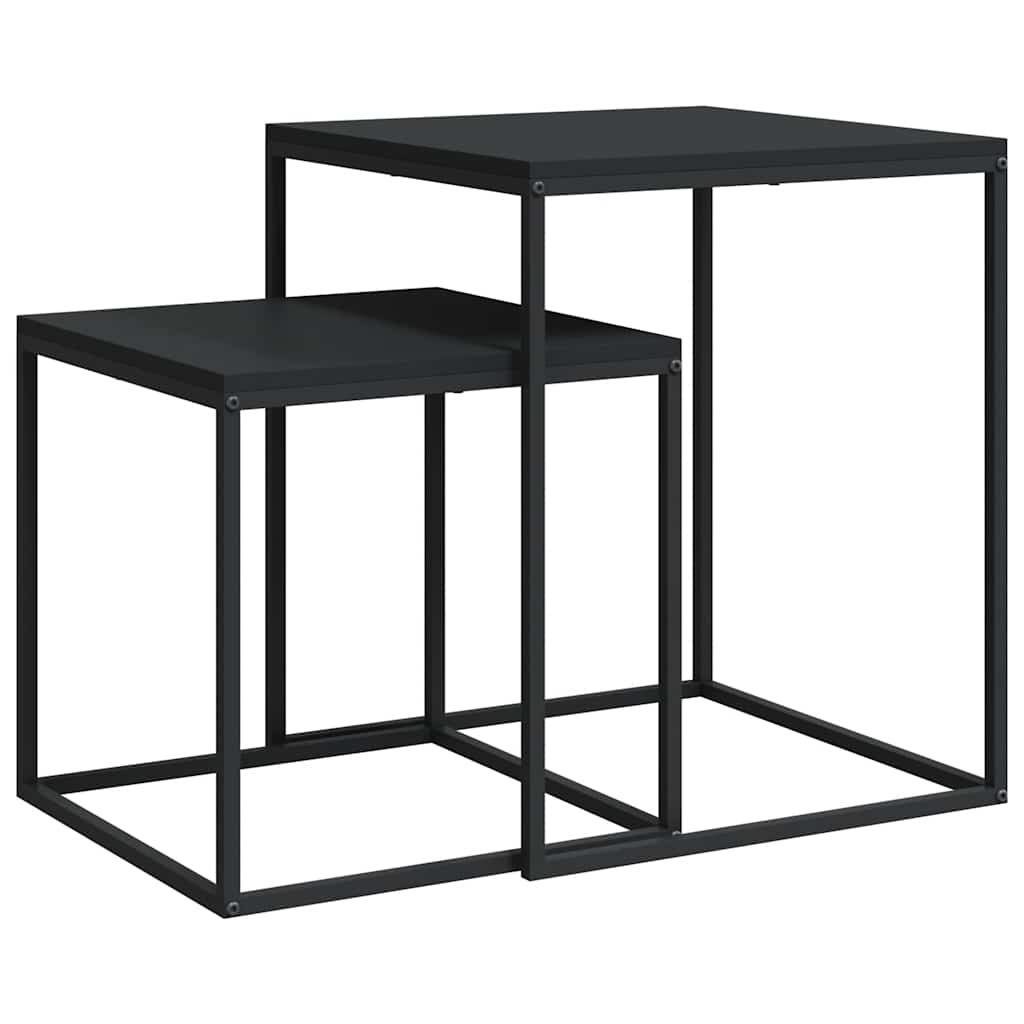 Coffee Table Set 2 pcs Engineered Wood and Metal