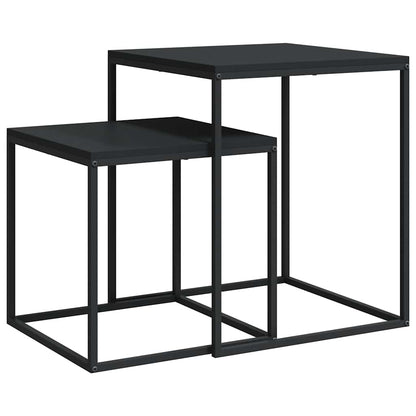Coffee Table Set 2 pcs Engineered Wood and Metal