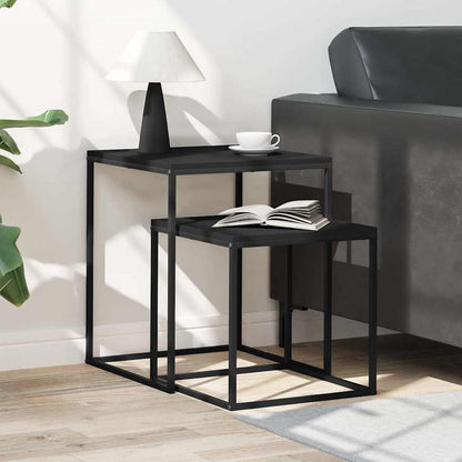 Coffee Table Set 2 pcs Engineered Wood and Metal