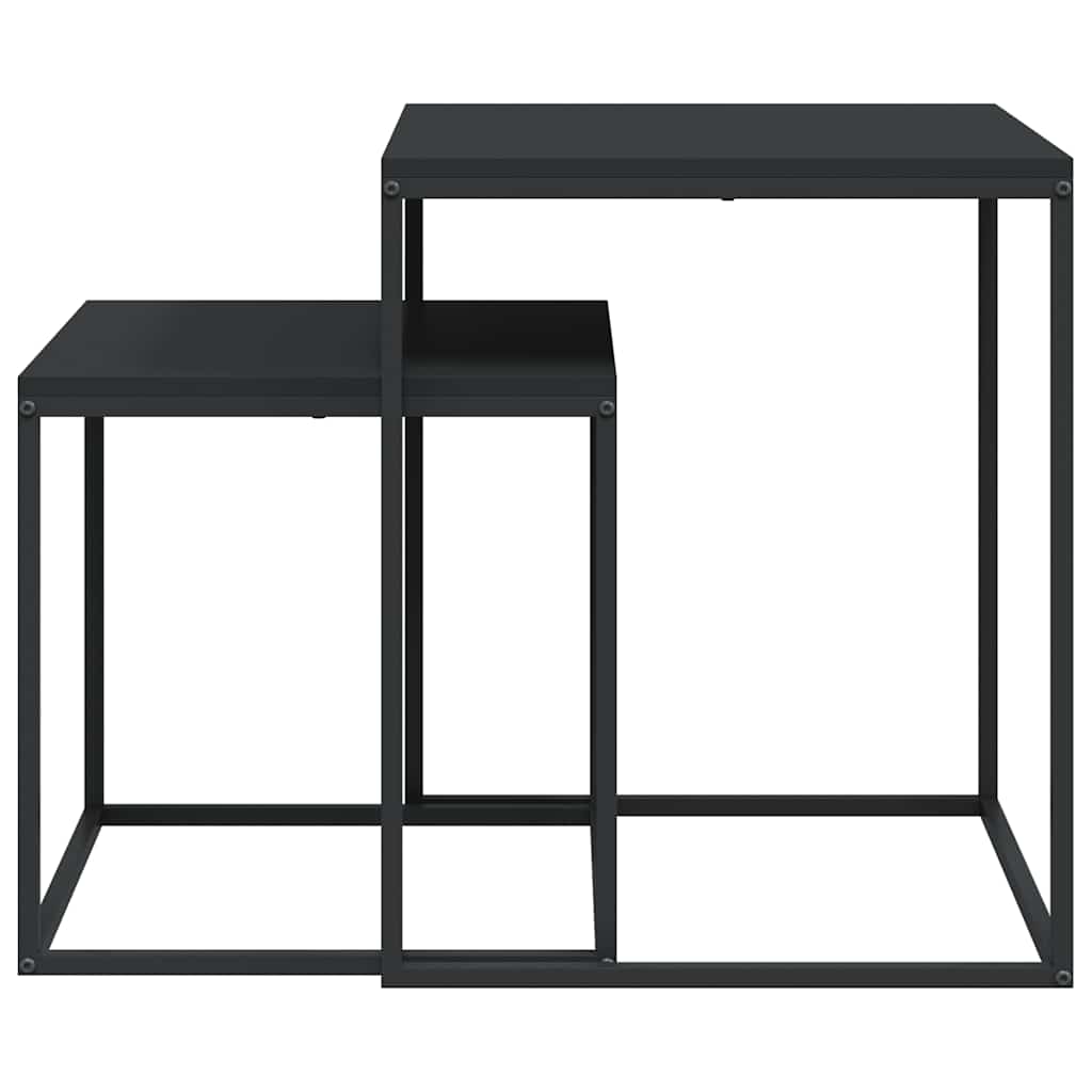 Coffee Table Set 2 pcs Engineered Wood and Metal