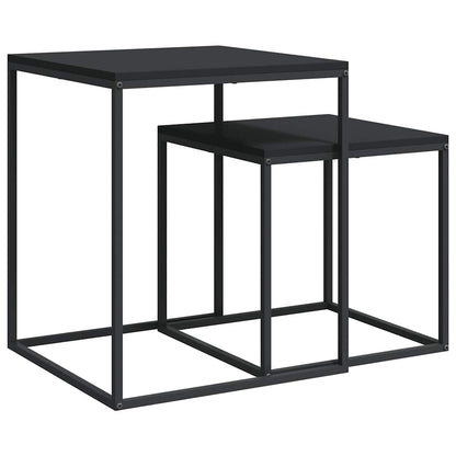 Coffee Table Set 2 pcs Engineered Wood and Metal