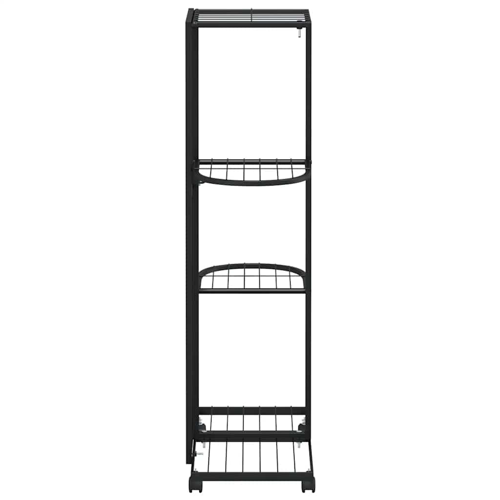 4-Floor Flower Stand with Wheels 44x23x80 cm Black Iron