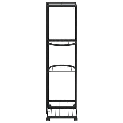 4-Floor Flower Stand with Wheels 44x23x80 cm Black Iron