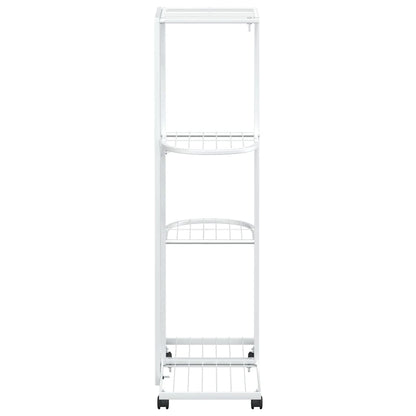 4-Floor Flower Stand with Wheels 44x23x80 cm White Iron
