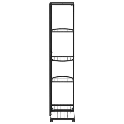 5-Floor Flower Stand with Wheels 44x23x100 cm Black Iron
