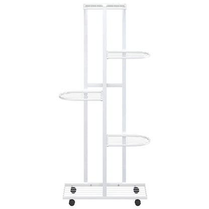 5-Floor Flower Stand with Wheels 44x23x100 cm White Iron