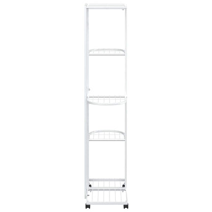 5-Floor Flower Stand with Wheels 44x23x100 cm White Iron