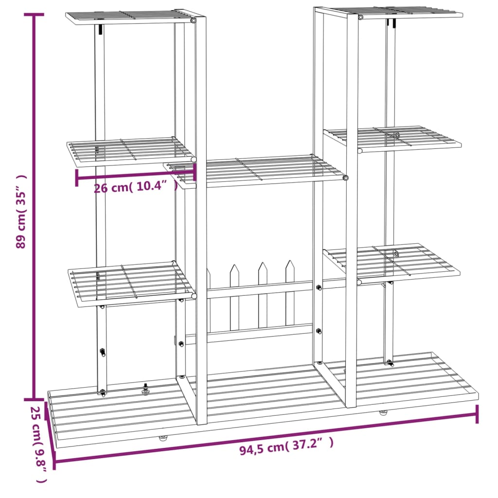 Flower Stand 94.5x25x89 cm Black Iron