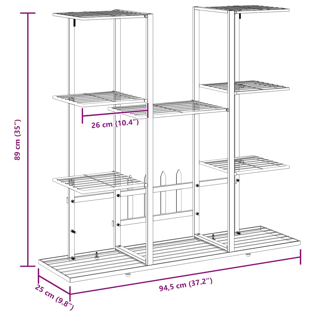 Flower Stand 94.5x25x89 cm Black Iron