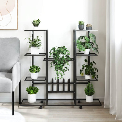 Flower Stand with Wheels 94,5x24,5x91,5 cm Black Iron