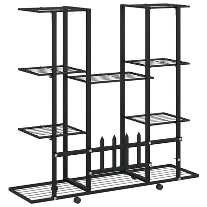 Flower Stand with Wheels 94.5x24.5x91.5 cm Black Iron