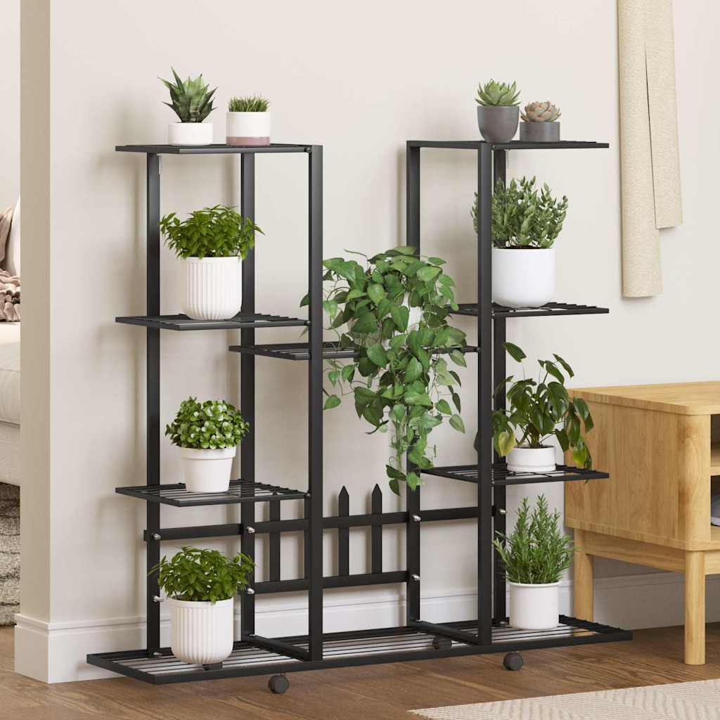 Flower Stand with Wheels 94,5x24,5x91,5 cm Black Iron