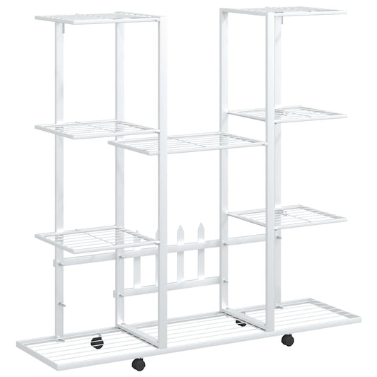 Flower Stand with Wheels 94.5x24.5x91.5 cm White Iron