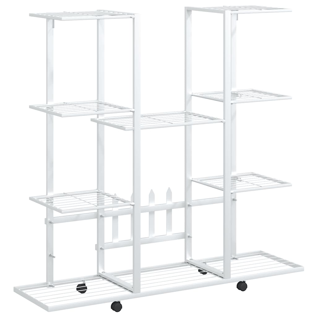 Flower Stand with Wheels 94.5x24.5x91.5 cm White Iron