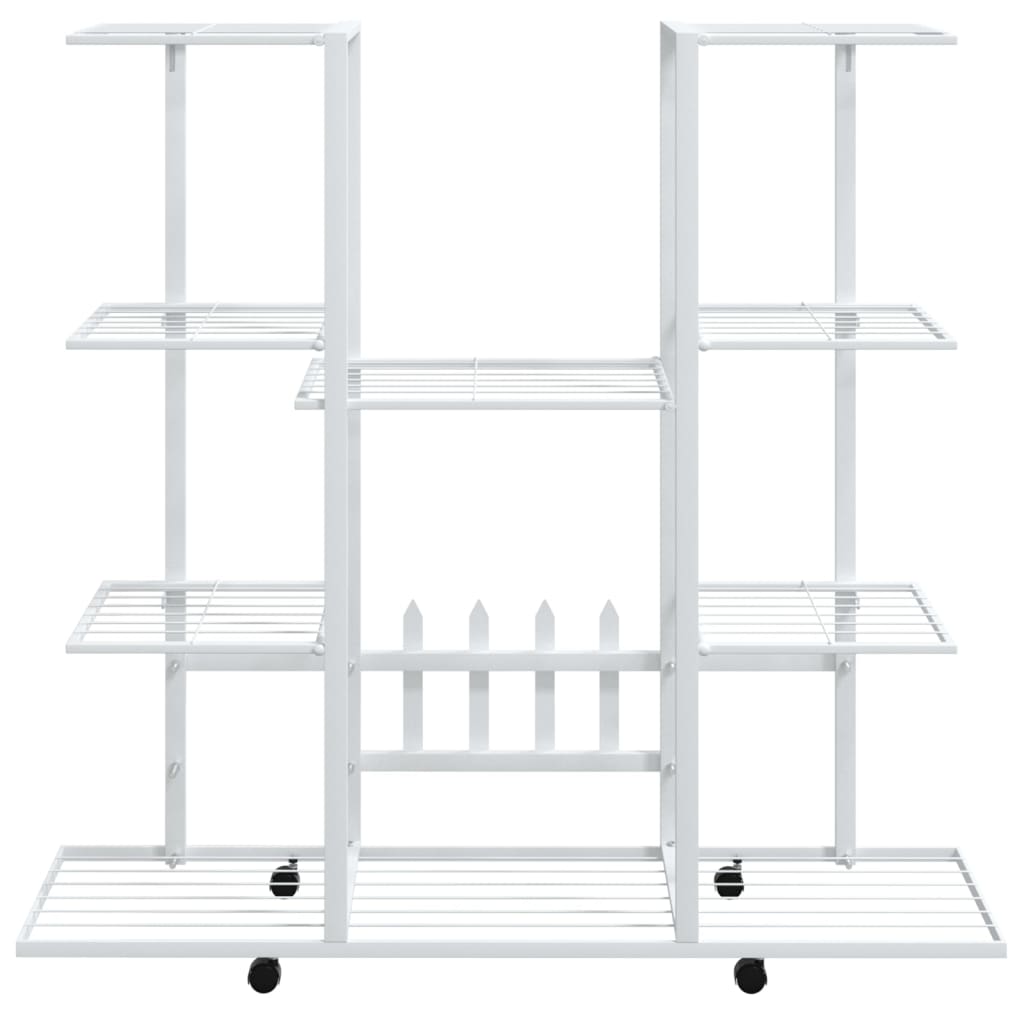 Flower Stand with Wheels 94.5x24.5x91.5 cm White Iron