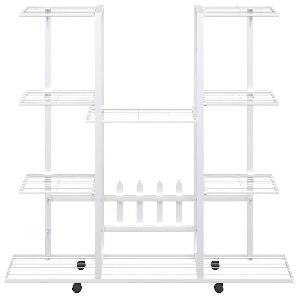Flower Stand with Wheels 94.5x24.5x91.5 cm White Iron