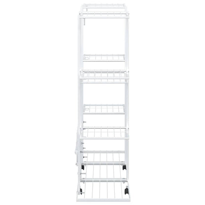 Flower Stand with Wheels 94.5x24.5x91.5 cm White Iron