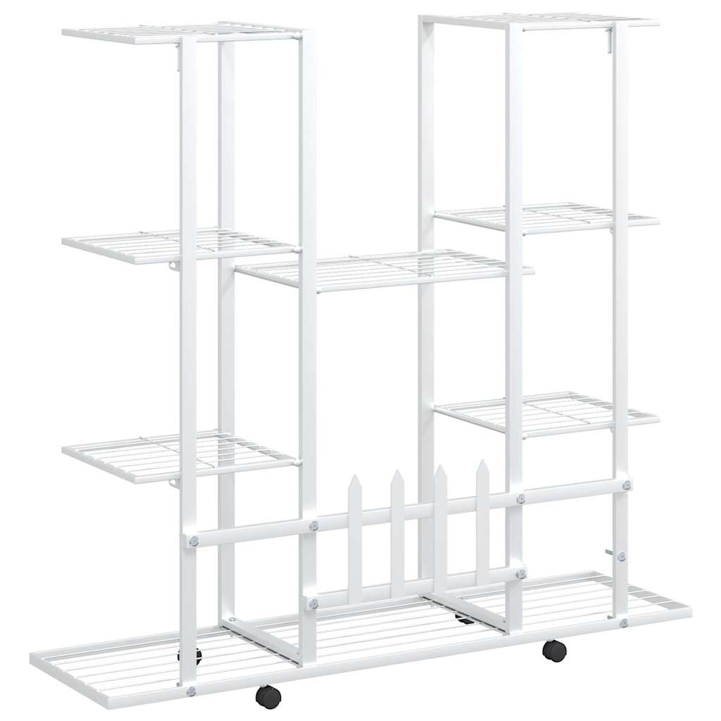Flower Stand with Wheels 94.5x24.5x91.5 cm White Iron