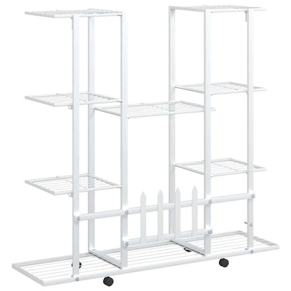 Flower Stand with Wheels 94.5x24.5x91.5 cm White Iron