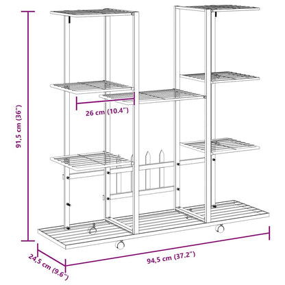 Flower Stand with Wheels 94.5x24.5x91.5 cm White Iron
