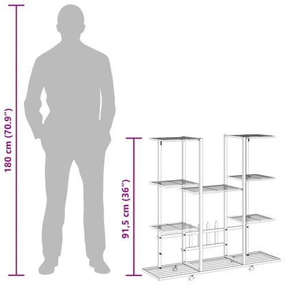 Flower Stand with Wheels 94.5x24.5x91.5 cm White Iron
