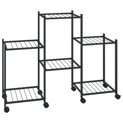 Flower Stand with Wheels 83x25x63.5 cm Black Iron