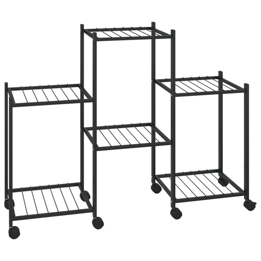 Flower Stand with Wheels 83x25x63.5 cm Black Iron