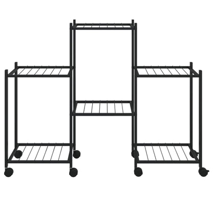 Flower Stand with Wheels 83x25x63.5 cm Black Iron