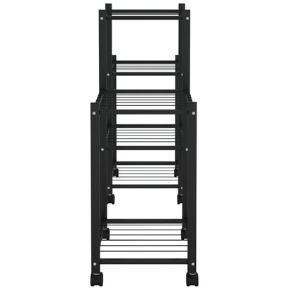 Flower Stand with Wheels 83x25x63.5 cm Black Iron