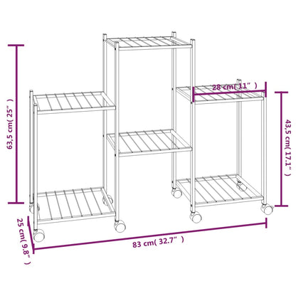 Flower Stand with Wheels 83x25x63.5 cm Black Iron