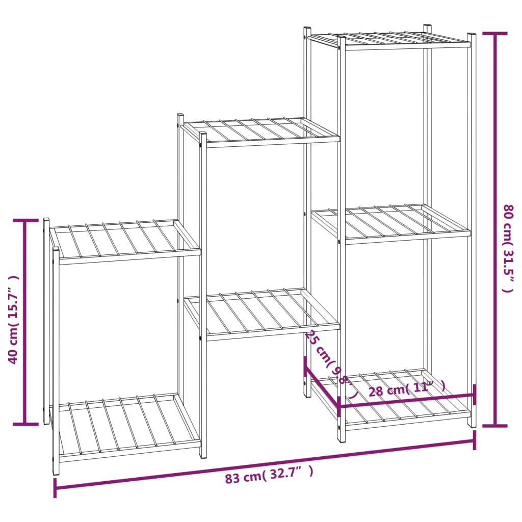 Flower Stand 83x25x80 cm Black Iron