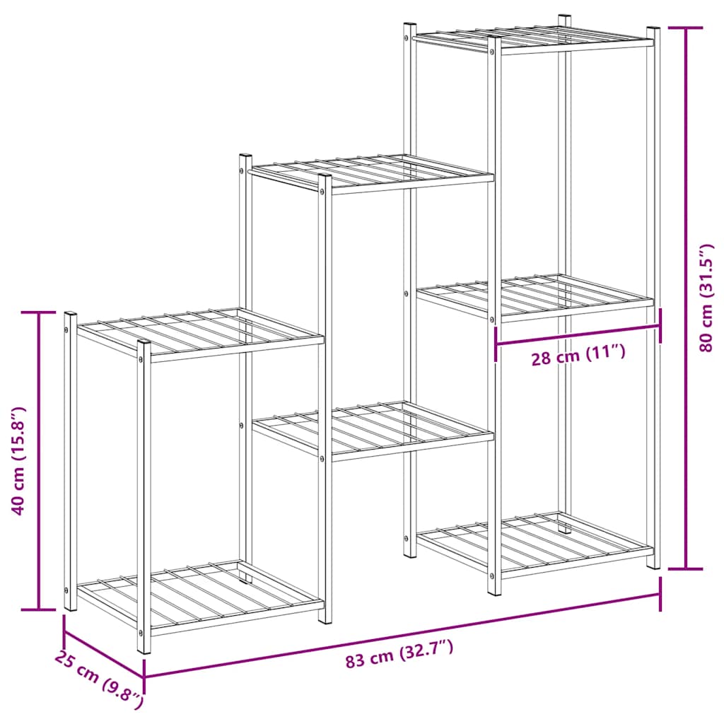 Flower Stand 83x25x80 cm Black Iron