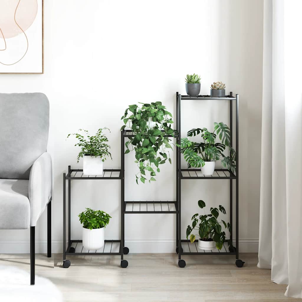 Flower Stand with Wheels 83x25x83.5 cm Black Iron