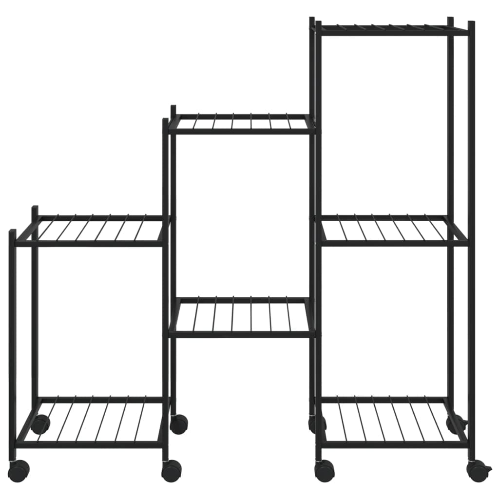 Flower Stand with Wheels 83x25x83.5 cm Black Iron