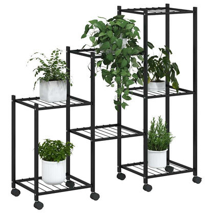 Flower Stand with Wheels 83x25x83.5 cm Black Iron