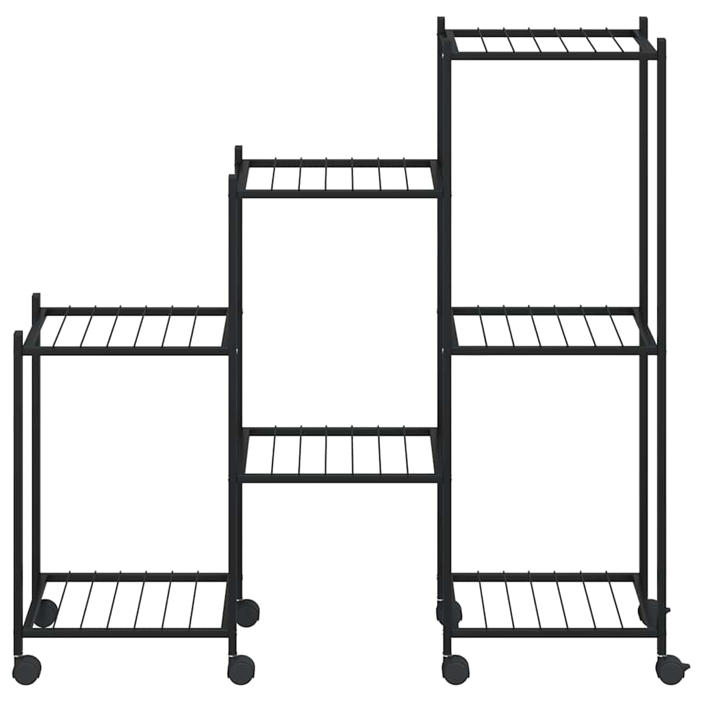 Flower Stand with Wheels 83x25x83.5 cm Black Iron
