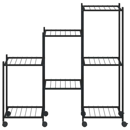 Flower Stand with Wheels 83x25x83.5 cm Black Iron