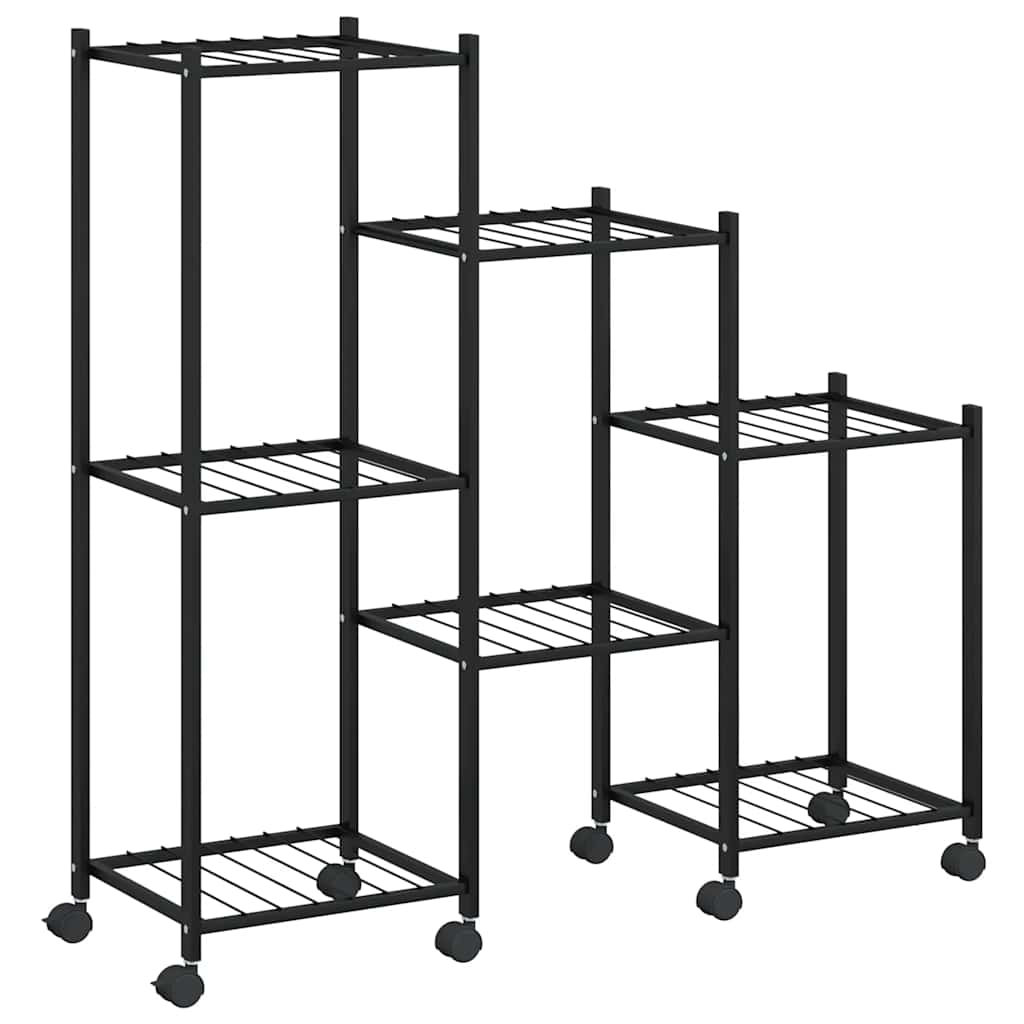Flower Stand with Wheels 83x25x83.5 cm Black Iron