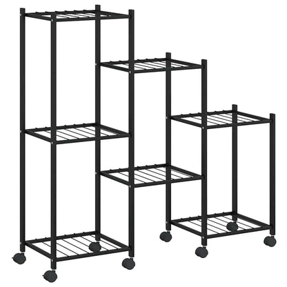 Flower Stand with Wheels 83x25x83.5 cm Black Iron