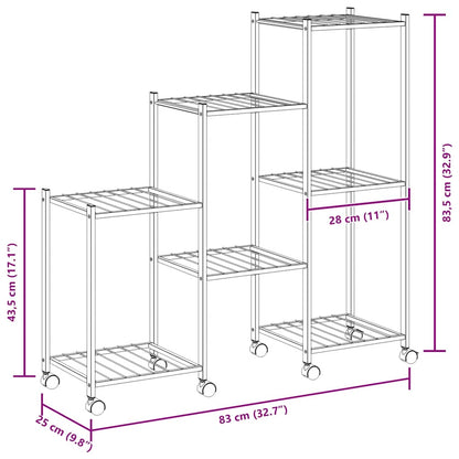 Flower Stand with Wheels 83x25x83.5 cm Black Iron