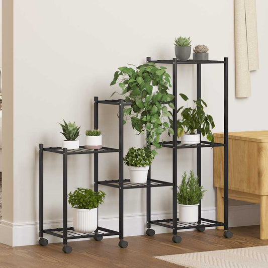 Flower Stand with Wheels 83x25x83.5 cm Black Iron