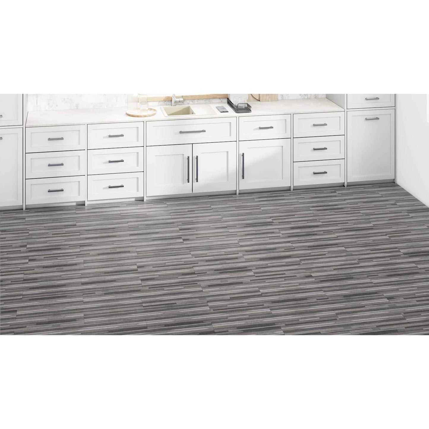 Flooring Planks 2.51 m² 18 pcs PVC Striped grey