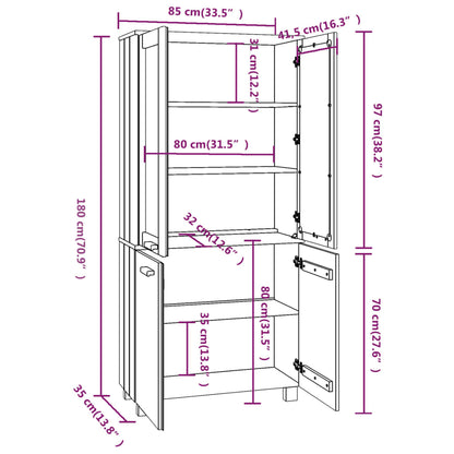 Highboard HAMAR Solid Wood Pine Honey Brown