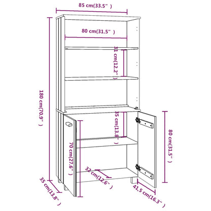 Highboard HAMAR Solid Wood Pine Honey Brown