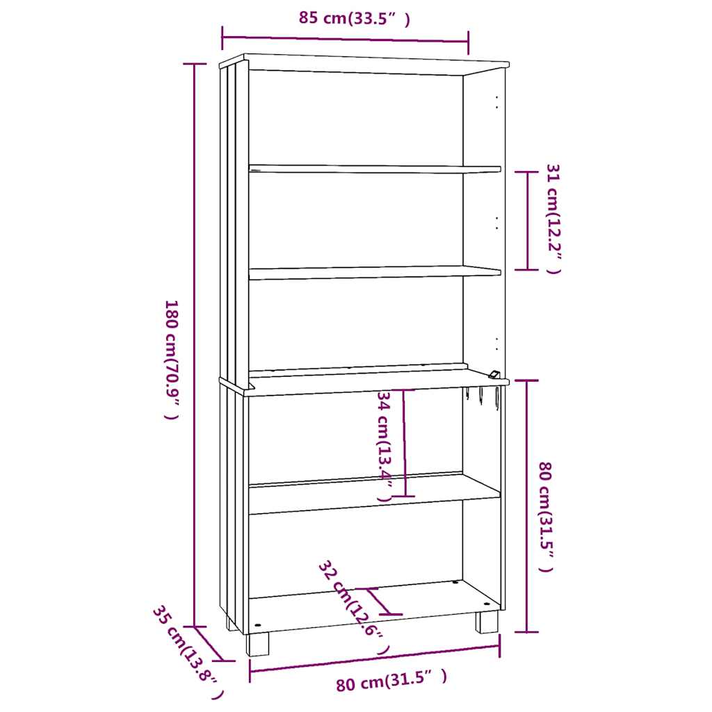 Highboard "HAMAR" Solid Wood Pine Light Grey