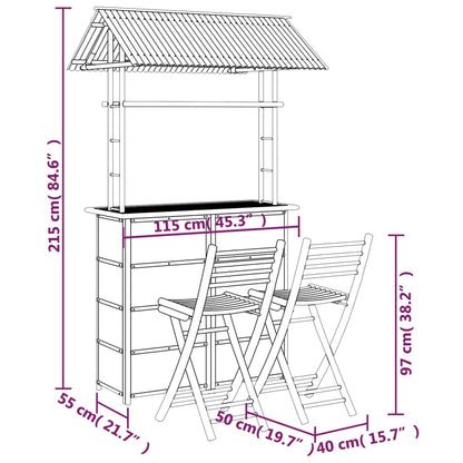 Bar Set | Natural Bamboo | Bamboo, Woven Banana Leaves, Galvanized Steel