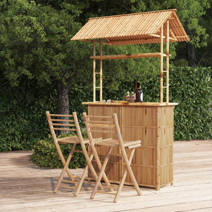 Bar Set | Natural Bamboo | Bamboo, Woven Banana Leaves, Galvanized Steel
