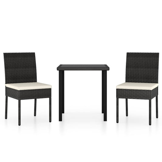 Outdoor Dining Set | Black,Cream | Poly rattan | 3 Piece Set | Durable