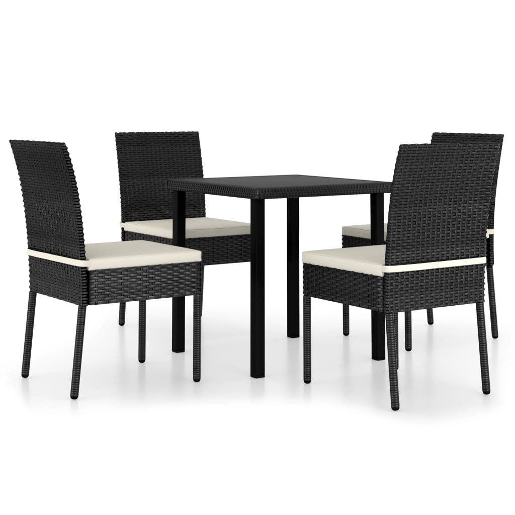 Outdoor Dining Set | Black | Poly rattan | Medium |  Durable